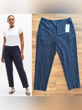 NWT ATHLETA 16 TALL Endless Pant Navy Blue Pull On Casual Travel Work Commute